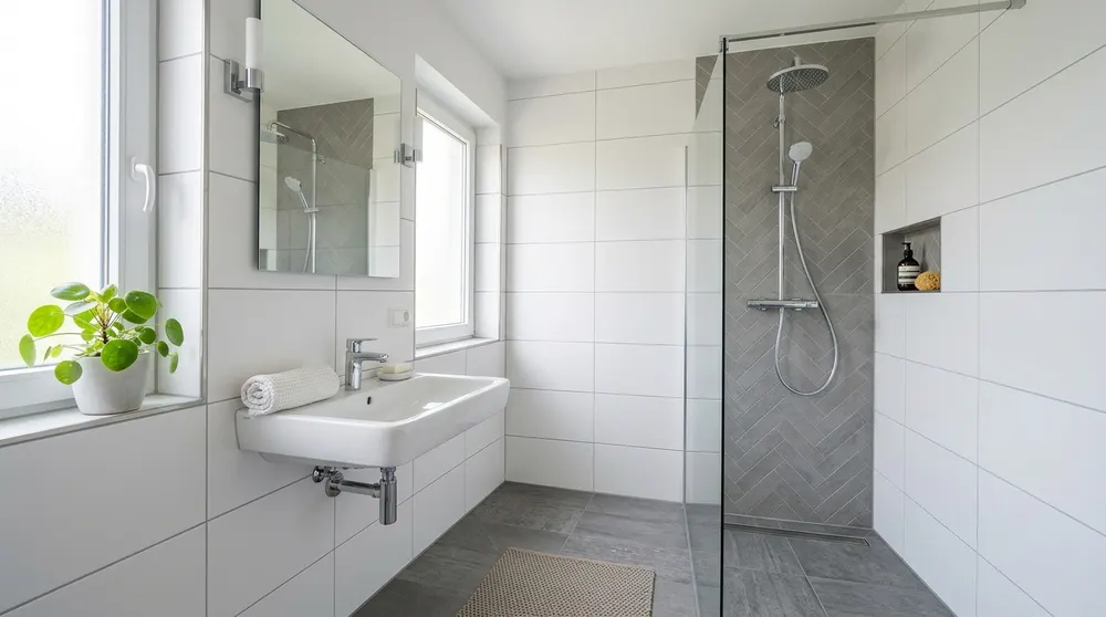 Frisch montierte Armatur im Badezimmer